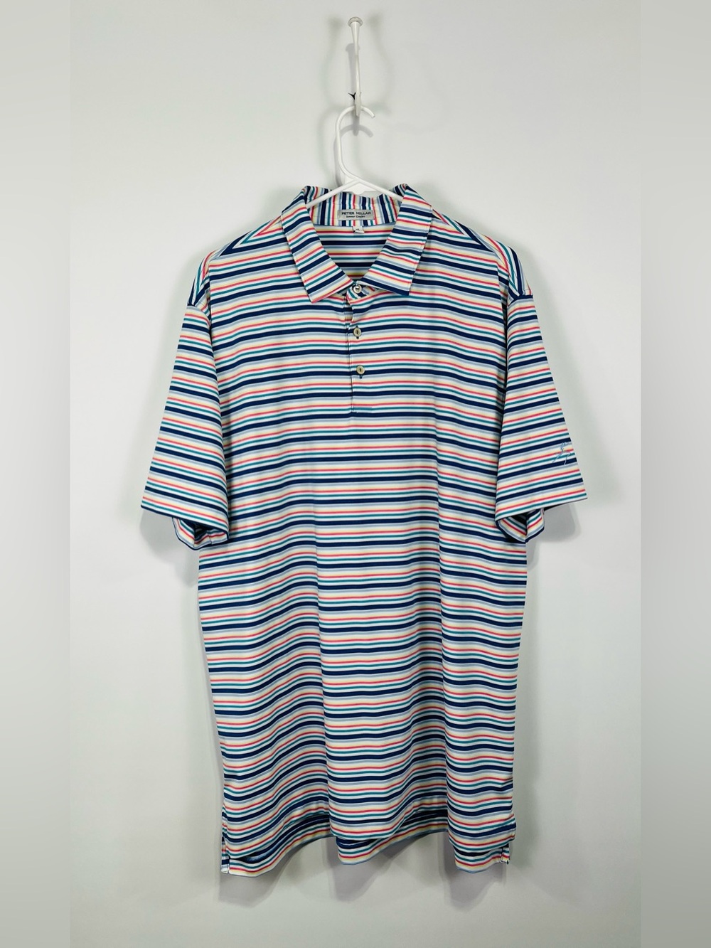 Peter Millar Summer Comfort Multi-Colored Striped Polo Shirt Size XL NWOT